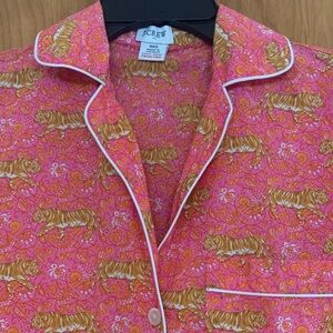 J. Crew NWOT Vibrant Pink 100% Cotton PJ Blouse with Tigers & Paisley XXS
